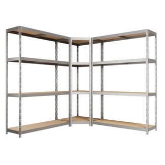 Regalsystem Eckregal RIVET Budget & 2 Regale 180x190x190x40cm mit 4 HDF-Böden, verzinkt