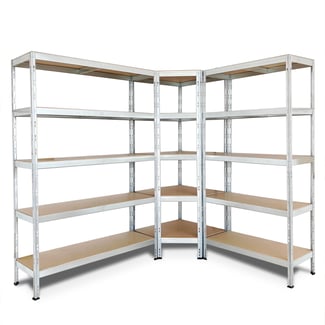 Regalsystem Eckregal RIVET Budget & 2 Regale 180x160x190x40cm mit 5 HDF-Böden, verzinkt