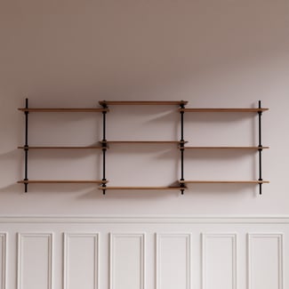 Nástěnný regál DECO s 9 policemi, 92,5x235x17,5 cm