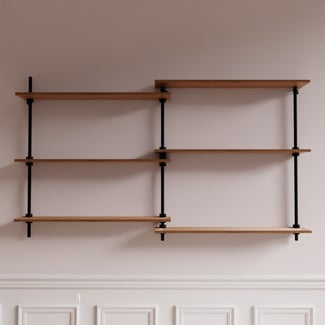 Nástěnný regál DECO s 6 policemi, 92,5x160x17,5 cm