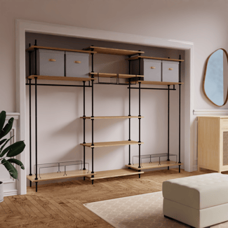 DECO Regalsystem: Offener Kleiderschrank II 185x235x35cm mit Zubehör, grau