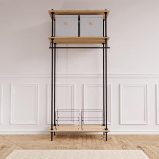 DECO Regalsystem: Offener Kleiderschrank 185x85x35cm mit Zubehör, grau