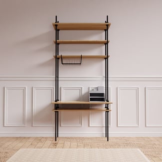 DECO Regalsystem: Schreibtisch mit Regal 185x85x52,5cm mit Zubehör, grau
