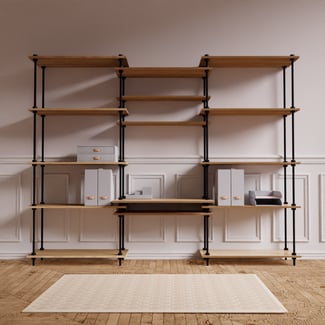 DECO Regalsystem: Schreibtisch mit Regal 185x151x52,5cm mit Zubehör, grau