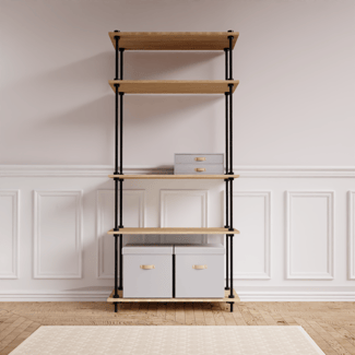 DECO Regalsystem II: Standregal 185x85x35cm mit Zubehör, grau