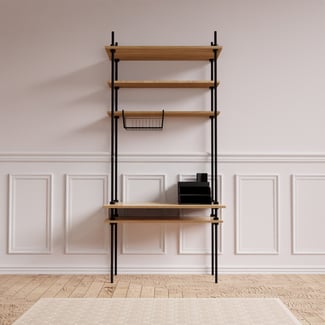 DECO Regalsystem: Schreibtisch mit Regal 185x85x52,5cm mit Zubehör, schwarz