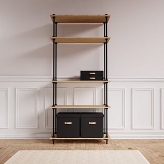 DECO Regalsystem II: Standregal 185x85x35cm mit Zubehör, schwarz