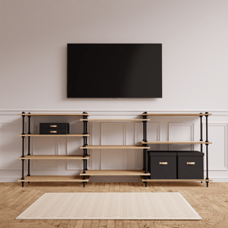 DECO set: Otevřený příborník s příslušenstvím 92,5x235x35 cm. cierna Šedá
