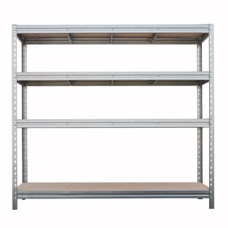 Schwerlastregal BULLRACK RIVET 200x200x60 cm mit 4 DTD-Platten, je 600kg Traglast, Zink