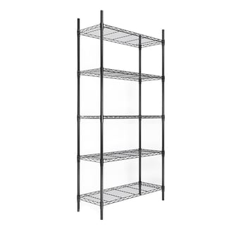 Drátěný regál s košovými policemi - 181x91x35 cm - černý