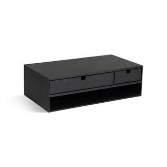 Monitorerhöhung mit Schubladen, Monitorständer, 48,5x26x14,5cm, schwarz 