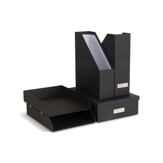 Schreibtischset 5 Tlg., mit Dokumentenablagen, Zeitschriftensammler und Dokumenten Box, schwarz