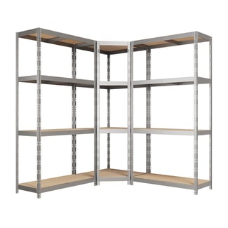 Rohový kovový regál RIVET BUDGET 180x160x160x40 cm, zinok