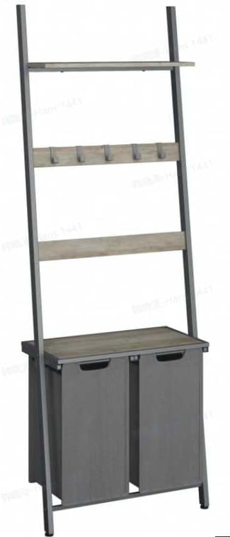 Wäschekorb mit Handtuchleiter Badezimmermöbel greige-grau 177x73x 33 cm