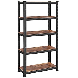 Stojící regál, nosnost až 650 kg, 5 polic, nastavitelný, 150x75x30 cm