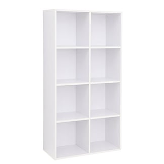 Schlichtes Regal mit 8 Fächern weiß 129,5x65,5x30
