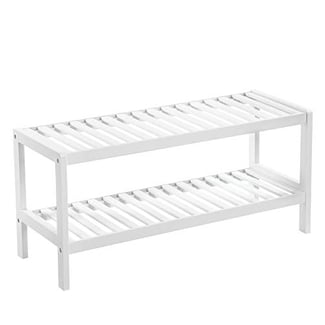 Schlichtes Schuhregal Bambus weiß 23x70x33