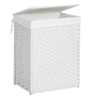 Wäschekorb aus Polyrattan weiß 60x46x33