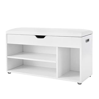 Gepolsterte Schuhbank 3 Fächer weiß 44x80x30