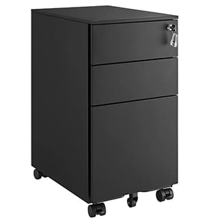 Rollcontainer mit Rollen und Schloss schwarz