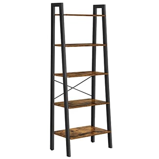 Žebříkový regál v industriálním designu, 5 polic, robustní, 172x56x34 cm
