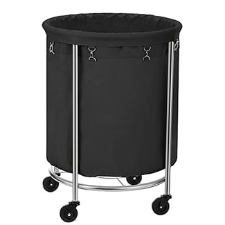 Wäschekorb mit Rollen, 170 Liter, Schwarz-Silber