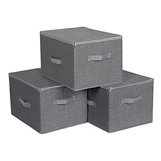 Aufbewahrungsboxen mit Deckel, Griffe, Faltbar, 3er Set, Grau, 25x30x40cm