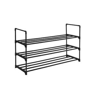 Schuhregal mit 3 Ablagen, Schwarz, 55x92x30,5cm
