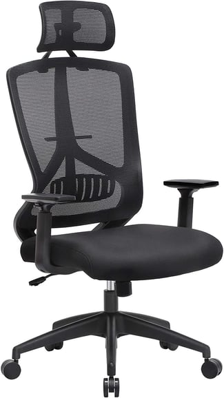Kancelářská židle, Ergonomická, Výškově nastavitelná, Černá, 118.5-125x69x67,5cm