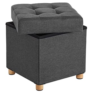 Hocker mit Stauraum, Deckel, Holzfüße, 40x38x38cm