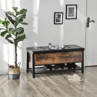 Industrial Look Sitzbank mit Stauraum, 47x100x40cm - Hover