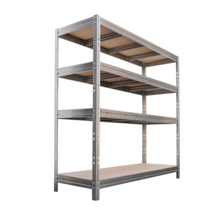 Schwerlastregal BULLRACK RIVET 200x200x60 cm mit 4 DTD-Platten, je 450 kg Traglast, Zink - Hover
