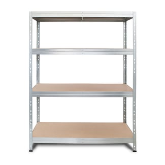 Schwerlastregal RIVET 180x120x45cm, 4 HDF-Platten, verzinkt - Hover