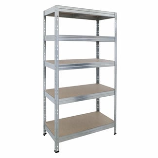 Schwerlastregal RIVET 180x90x45cm, 5 HDF-Platten, verzinkt - Hover