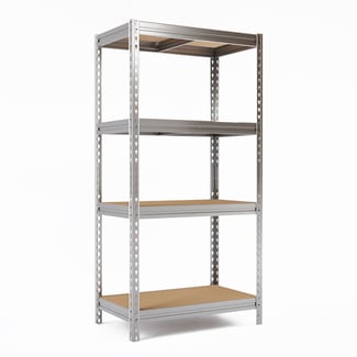 Schwerlastregal BULLRACK RIVET 200x100x60 cm mit 4 DTD-Platten, je 450 kg Traglast, Zink - Hover
