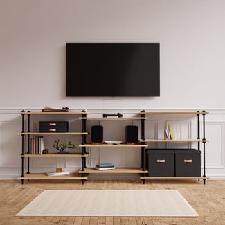 DECO Regalsystem: Sideboard Offen Standregal mit Zubehör 92,5x235x35 - Hover