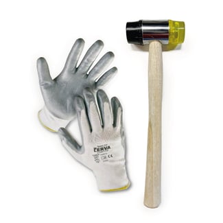 Aufbauhelfer: Arbeitsschutzhandschuhe & Gummihammer - Hover