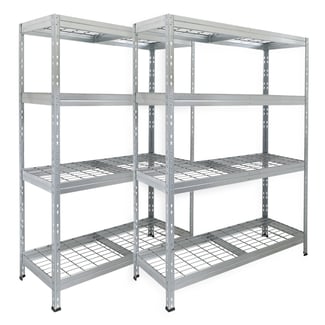 Master Regale 2er-Set Rivet Schwerlastregal mit Stahlgitter-Boden 180x120x45cm (HxBxT) 250 kg pro Boden verzinkt. Steckregal Metallregal Kellerregal Lagerregal Werkstattregal