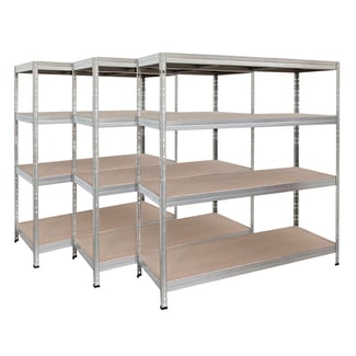 Master Regale 3er-Set Rivet Schwerlastregal mit HDF-Platte 180x150x60cm (HxBxT), 4 Böden, 250 kg pro Boden, verzinkt. Steckregal Metallregal Kellerregal Lagerregal Werkstattregal Garagenregal Industrieregal