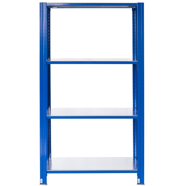 Bezšroubové kovové regál 250x100x30cm T profil, 4 police