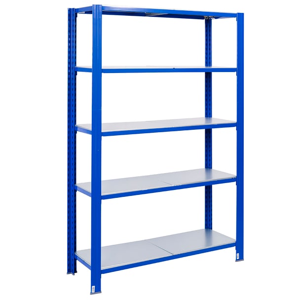 Bezšroubové kovové regál 250x120x50cm T profil, 5 polic