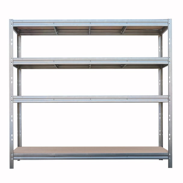 Kovový regál BULLRACK RIVET, 200x210x60 cm, 4x DTD police, 600 kg na polici, zinek