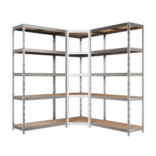 Kovový regál CORNER BUDGET PACK 180x160x160x40 cm, 5x HDF polica, zinok