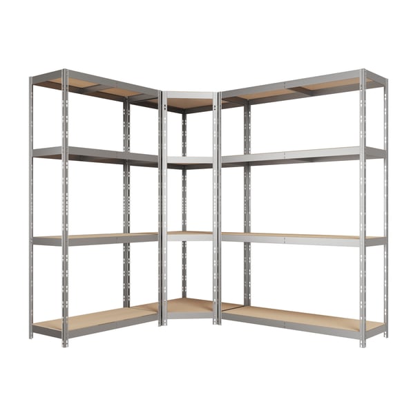 Kovový regál CORNER BUDGET PACK 180x160x190x40 cm, 4x HDF polica, zinok
