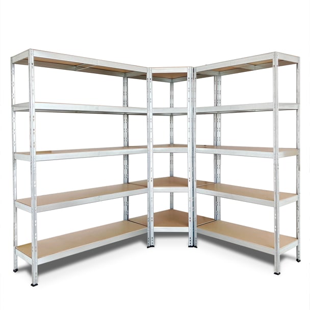 Kovový regál CORNER BUDGET PACK 180x160x190x40 cm, 5x HDF polica, zinok