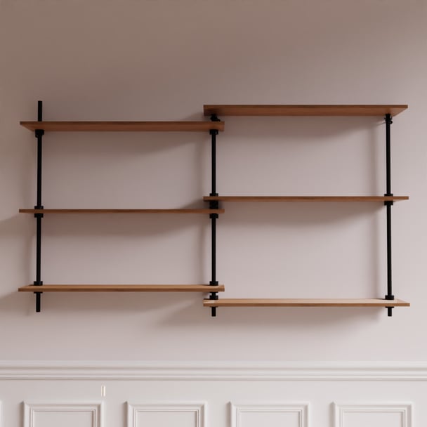 Nástěnný regál DECO s 6 policemi, 92,5x160x17,5 cm