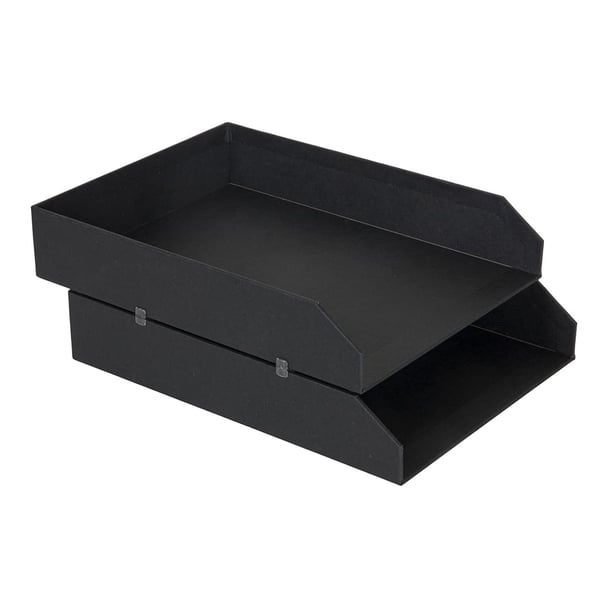 Briefablage aus recycelten Faserkarton HAKAN, 2 Stk., 6x23x31 cm, schwarz