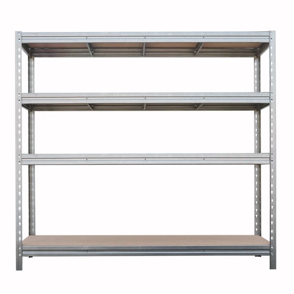 Schwerlastregal BULLRACK RIVET 200x200x60 cm mit 4 DTD-Platten, je 600kg Traglast, Zink