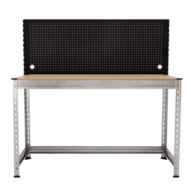 Werkbank mit Stecktafel 150x150x60 cm, Traglast 300kg, Zink