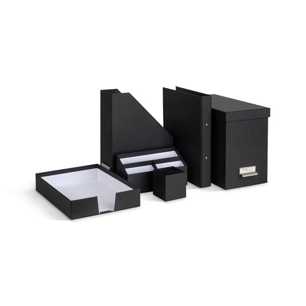 Schreibtischset 6 Tlg., Schreibtischorganizer mit Dokumentenablage, Zeitschriftensammler, Stiftehalter, Hängeregister Box und mehr, schwarz